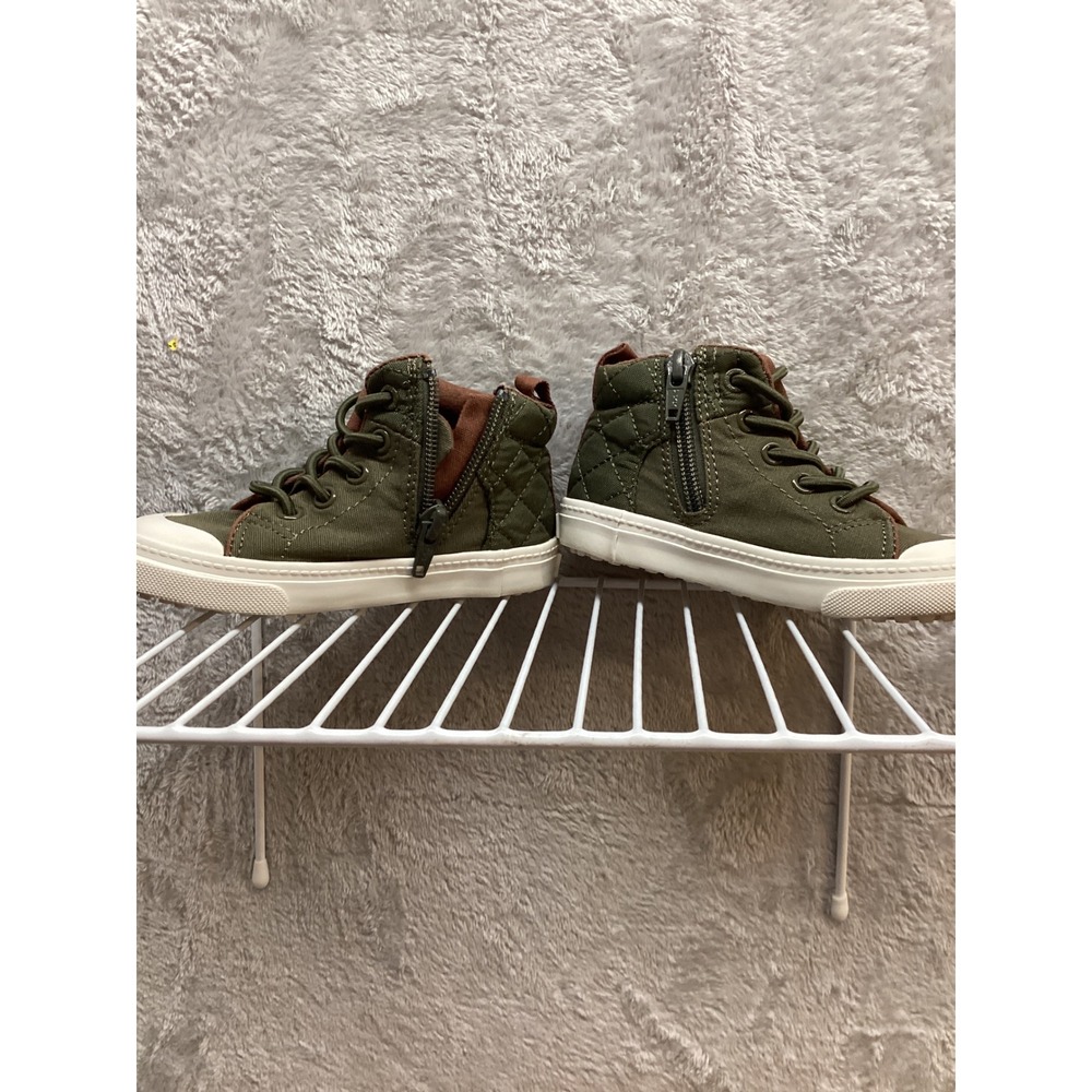 Old Navy Kids Green Canvas High Top Sneakers Side Zip‎ Lace Up Size Toddler 7 - Picture 5 of 7